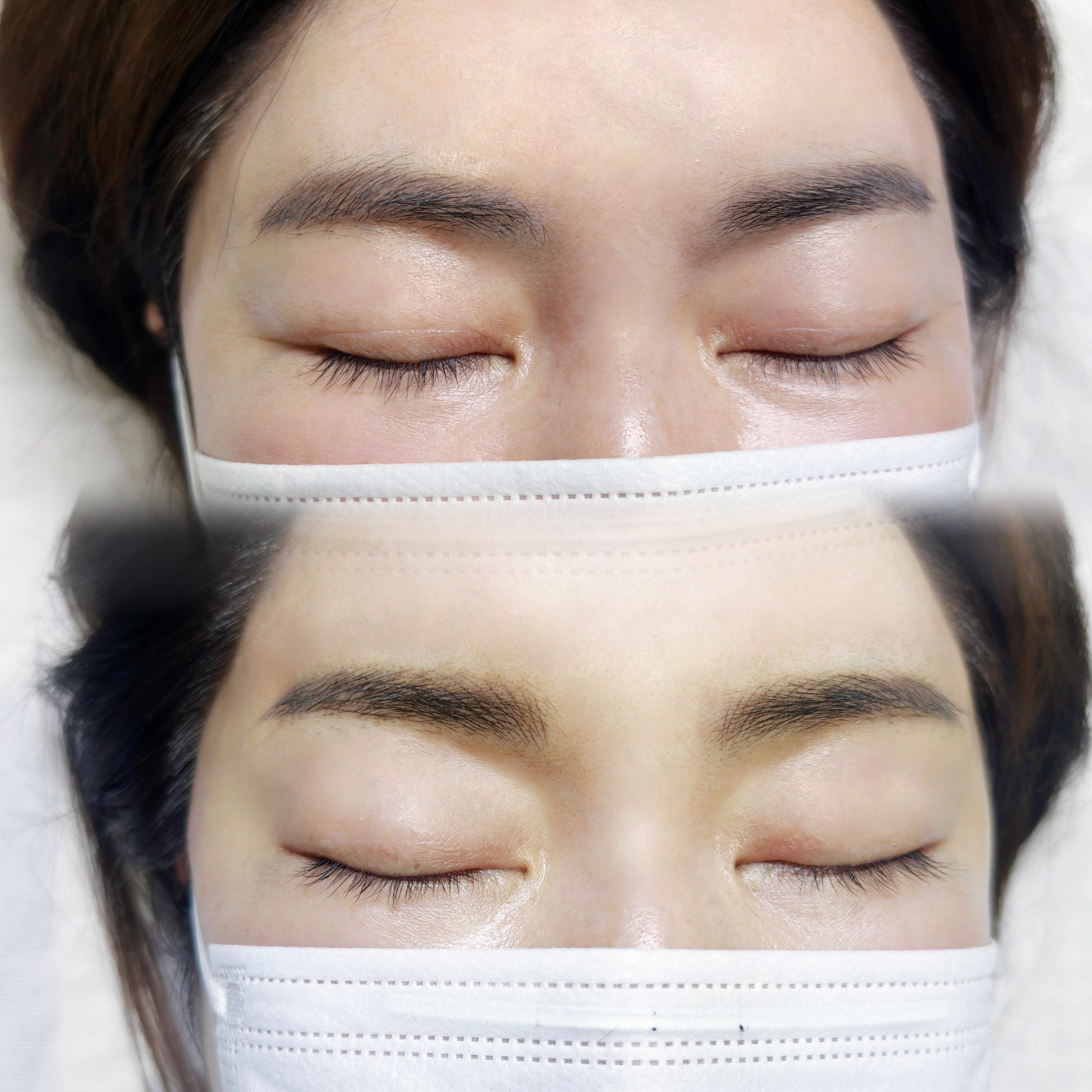 여자 자연눈썹 시술 전후 비교 사진